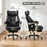 Executive Office Chair, Leathaire Big and Tall Office Chair 400 lbs with Wide Seat, Reclining, Lumbar Support