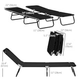 Set of 2 Folding Outdoor Lounge Chair, Sun Tanning Chairs with Reclining Back, Breathable Mesh for Beach Patio