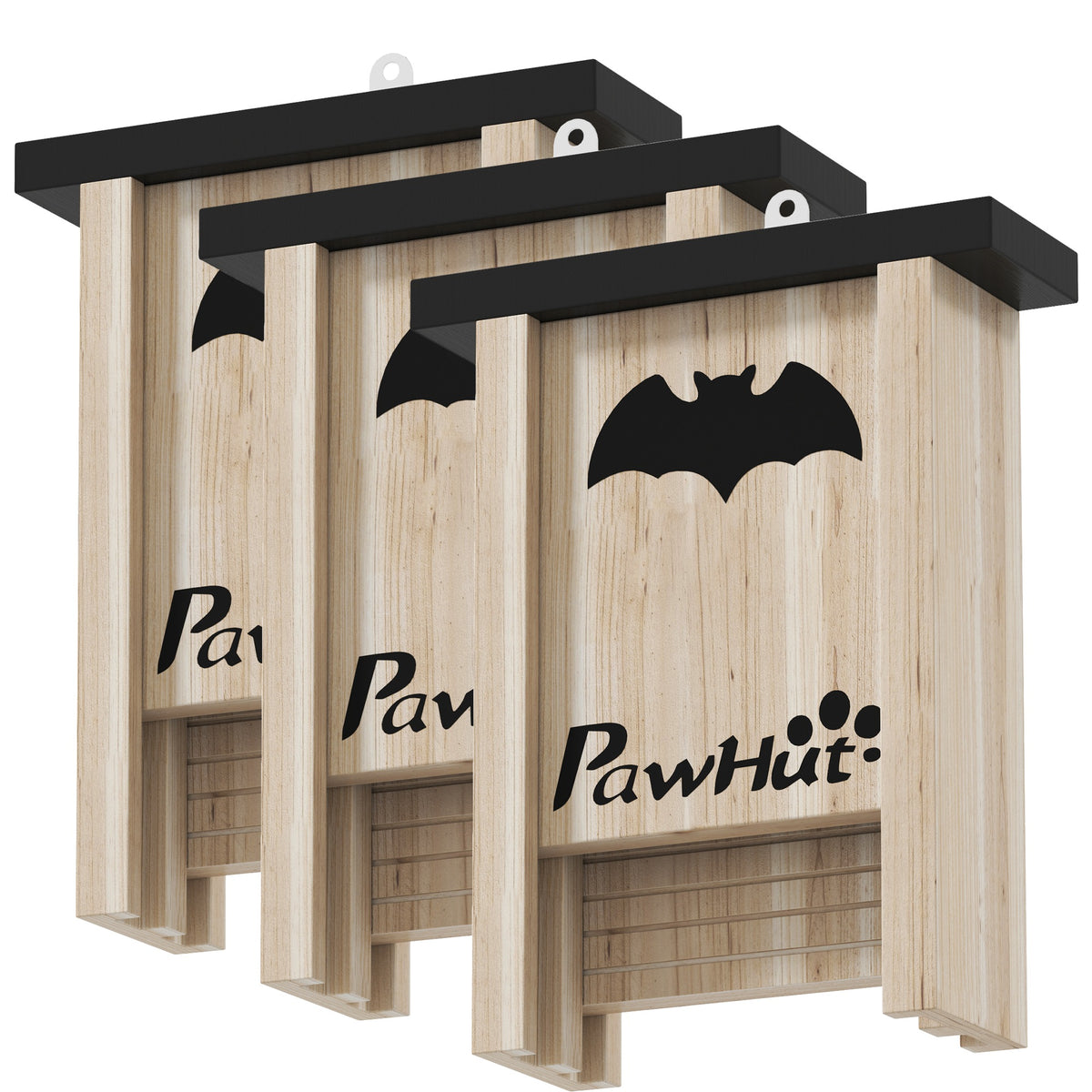 3PCs Wooden Bat Boxes, 18 x 6 x 22.5 cm