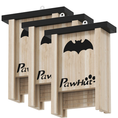 3PCs Wooden Bat Boxes, 18 x 6 x 22.5 cm