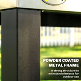Outdoor Grill Cart with Stainless Steel Tabletop, 2 Shelves, Rolling Prep Dining Cart with Lockable Wheels