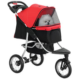 Small Dog Stroller, 3-Wheel Foldable Pet Stroller with Adjustable Canopy and Zippered Mesh Door for Pet Owners