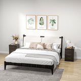 Bedside Table with 3 Drawers, Modern Wood Nightstand, Set of 2