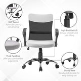 Mid Back Office Chair, Linen Adjustable Office Chair with Lumbar Back Support