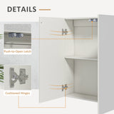 Armoire de toilette murale, 2 portes, étagère réglable et mécanisme de fermeture amortie