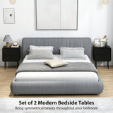 Modern Bedside Tables Set of 2, 2 Pieces Nightstands with 2 Storage Drawers and Steel Legs for Bedroom