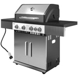 4+1 Burner Liquid Propane Gas Grill Outdoor Portable BBQ with Side Burner, Warming Rack, Side Shelf, Storage Cabinet, 4 Wheels