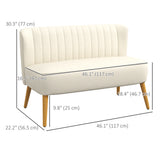 Modern 2 Seat Sofa for Bedroom, Upholstered Two Seater Couch with Rubber Wood Legs