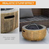 Outdoor Fire Pit, 24 Inch Metal Wood Burning Fireplace with Spark Cover