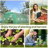 Walk-in Tunnel Greenhouse, 19 x 10 x 6.6 ft Hoop House with Zipped Roll-Up Door, 8 Mesh Windows, Wind Resistance Level 4