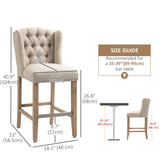 Tabourets de bar hauteur comptoir, lot de 2, chaises de bar rembourrées avec dossier clouté et repose-pieds
