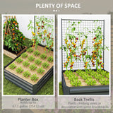 Galvanized Raised Garden Bed with Trellis for Climbing Plants, Outdoor Planter Box with Open Bottom