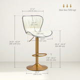 Ensemble de 2 tabourets de comptoir, chaises de bar à hauteur ajustable avec siège pivotant, revêtement en cuir PU
