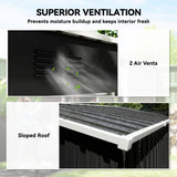 5 x 3 ft Outdoor Storage Shed, Lean-to Metal Garden Shed with Lockable Door and Vents