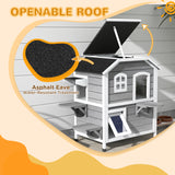 2-Storey Outdoor Cat House, Wooden Catio with Openable Roof