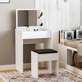 Modern Vanity Set with Makeup Table and Cushioned Stool