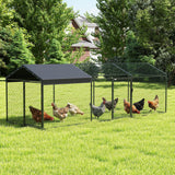 Grand Poulailler Métallique, Enclos à Poules avec Couverture Imperméable et Anti-UV pour 3-5 Volailles