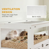 Hamster Cage with Storage Cabinet, Small Animal Cage with Pull Out Drawer and Acrylic Panels, 30