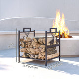 Support à bois robuste, porte-bûches extérieur avec poignées, rangement de bois pour foyer