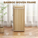 Bamboo Laundry Hamper with Removable Drawstring Bag and Side Storage Pockets, 20 Gal