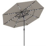 9.3 ft Patio Umbrella with Solar LED Lights, 3 Tier Outdoor Market Table Parasol with Tilt