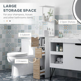 Tall Bathroom Storage Cabinet, Narrow Bathroom Cabinet with Drawers and Open Shelves for Small Spaces