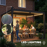 10 x 10 ft Louvered Pergola with Solar LED lights, Metal Roof