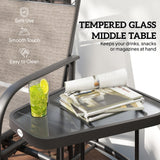 Banc glissoir extérieur avec table à café, chaise berçante loveseat 2 places patio avec sling respirant pour cour jardin porche