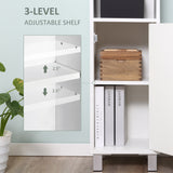 Meuble de rangement haut de salle de bain avec miroir, colonne de salle de bain étroite et autoportante avec étagères réglables