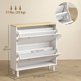 2 Drawers Shoe Storage Cabinet with Adjustable Shelves for 16 Pairs of Shoes