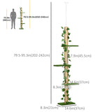 4-Tier Floor to Ceiling Cat Tree, Height(80-95Inches)Adjustable, Tall Cat Tower w/ Anti-Slip Kit