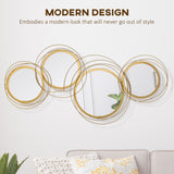 Metal Wall Art Gold Frame Circle Bathroom Mirror Decor Home Hanging Wall Sculptures, 42.25