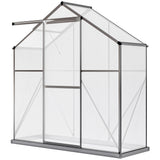 6' x 2.5' Walk-in Polycarbonate Greenhouse Aluminium Green House with Sliding Door, 5-Level Roof Vent