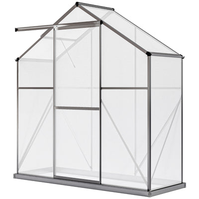 6' x 2.5' Walk-in Polycarbonate Greenhouse Aluminium Green House with Sliding Door, 5-Level Roof Vent