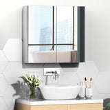 Wall Mounted Mirror Cabinet, 2 Doors and 3-tier Shelving