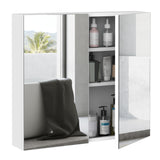 Wall Mounted Mirror Cabinet, 2 Doors and 3-tier Shelving