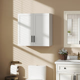 Simple Medicine Cabinet Wall Mounted, Bathroom Wall Cabinet with 2 Doors and Adjustable Shelf Storage