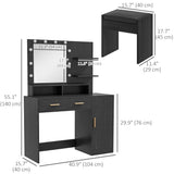 Table à maquillage éclairée, tiroirs et étagères d'armoire pour chambre