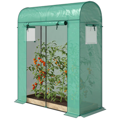 Mini Greenhouse, Portable Garden Green House with Roll-up Door and Mesh Windows, 6' x 2' x 6.6'