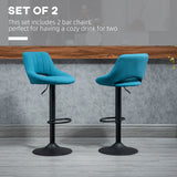 Bar Stools Set of 2, Swivel Counter Height Barstools with Adjustable Height, Linen Upholstered Bar Chairs with Round Metal Base and Footrest
