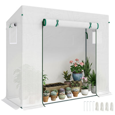 6.6' x 2.5' x 5.5' Patio Hot House, Walk-in Garden Greenhouse with Steel Frame