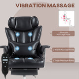 400LBS Massage Office Chair, Executive Office Chair with 6-Point Vibration, Footrest and Lumbar Support
