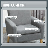 Fauteuil d'accent en tissu, Fauteuil moderne rembourré avec pieds en bois et siège large rembourré