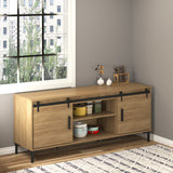 Mini Sliding Barn Door Hardware Kit for Double Doors, TV Stands, Fit 17.7