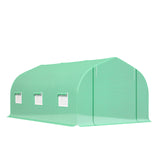 15' x 10' x 7' Walk-in Greenhouse Outdoor Plant Tunnel Warm Hot House w/ Roll Up Door and 6 Mesh Windows, Steel Frame