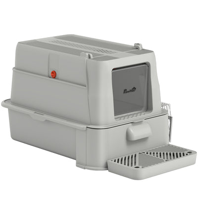 80L XL Stainless Steel Cat Litter Box for Big Cats with Flip Cover, Pull-Out Drawer Tray, High Sided