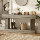 63 Inch Long Console Table, Vintage Narrow Entryway Table with Storage Shelf for Living Room and Hallway