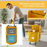 Mop Bucket with Wringer on Wheels for Floor Cleaning, 21 Quart Side Press Wringer with Handle and Mop