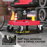 Rolling Garage Stool, 300 LBS Capacity Mechanic Stool with 5