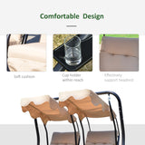 Luxury Porch Swing Metal Outdoor Swing Chair 2 Separated Seater Hammock Heavy-Duty with Canopy and Cushions